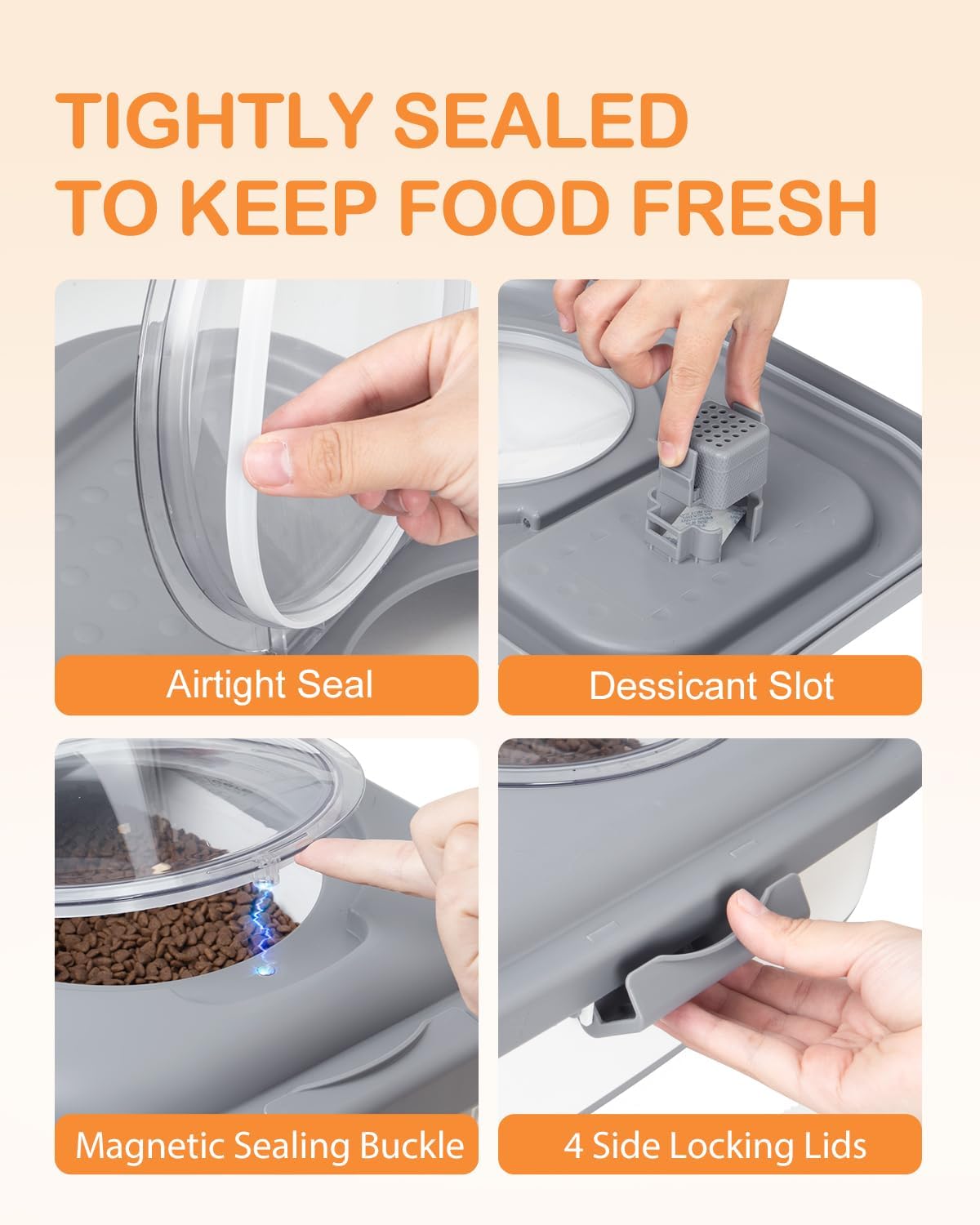 Catfeeders 23-25 Lbs Airtight Dog Food Storage Container,Collapsible Dog Food Container with Lid,Wheels,Handle,Large Pet food storage Container with Scoop,Small Food Container for Pet