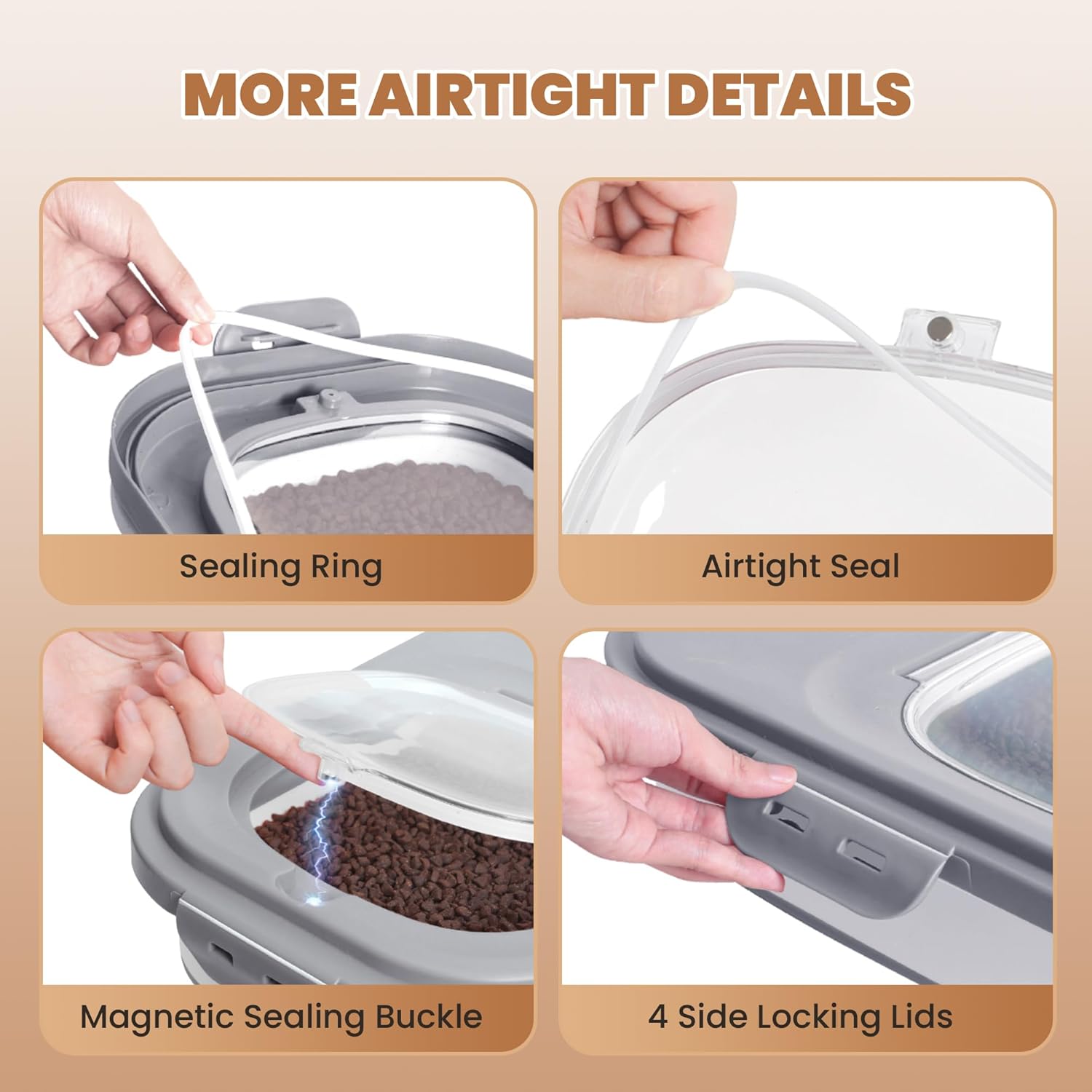 Catfeeders 23-25 Lbs Airtight Dog Food Storage Container,Collapsible Dog Food Container with Lid,Wheels,Handle,Large Pet food storage Container with Scoop,Small Food Container for Pet