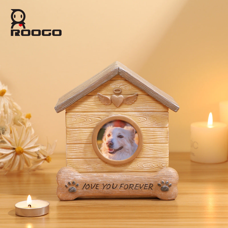 Pet Memorial Urn for Dogs Cats Resin Keepsake Box with Photo Frame Pet Cremation Ash Holder