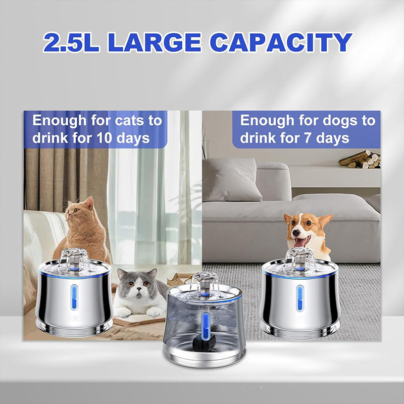 New Smart Silent Pet Water Fountain Stainless Steel Cat Dog Automatic Drinking Dispenser with Circulating Flow