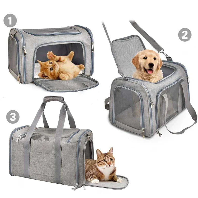 Portable Dog Cat Carrier Bag Soft Side Backpack Pet Carriers Dog Travel Bags Airline Approved Transport Outgoing Pets Handbag Cat Backpack
