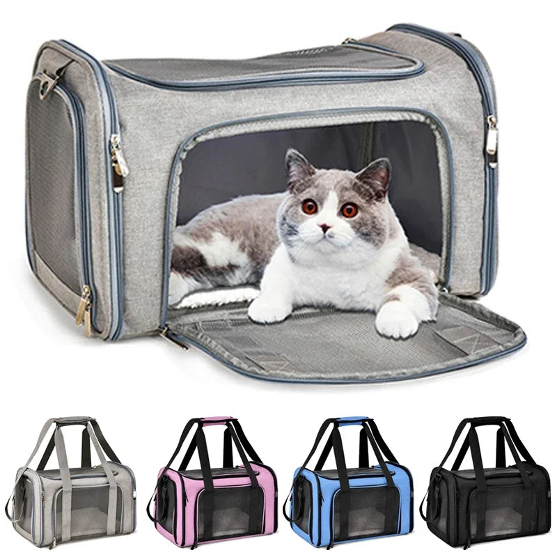 Portable Dog Cat Carrier Bag Soft Side Backpack Pet Carriers Dog Travel Bags Airline Approved Transport Outgoing Pets Handbag Cat Backpack