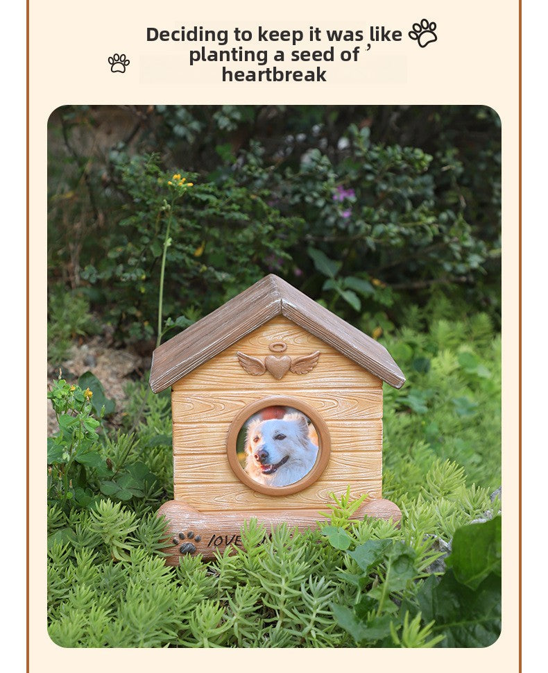 Pet Memorial Urn for Dogs Cats Resin Keepsake Box with Photo Frame Pet Cremation Ash Holder