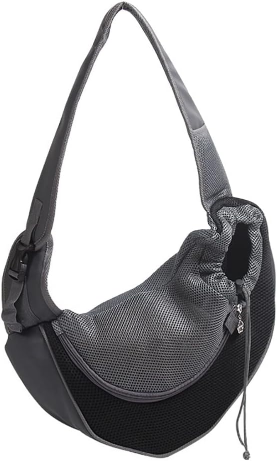 Cat Backpack Pet Dog Sling Carrier, Breathable Mesh Portable Travel Safe Pet Sling Shoulder Bag Carrier with Adjustable Non-Slip Shoulder Strap for Small Dogs Cats Puppy (Small, Black)