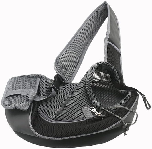 Cat Backpack Pet Dog Sling Carrier, Breathable Mesh Portable Travel Safe Pet Sling Shoulder Bag Carrier with Adjustable Non-Slip Shoulder Strap for Small Dogs Cats Puppy (Small, Black)