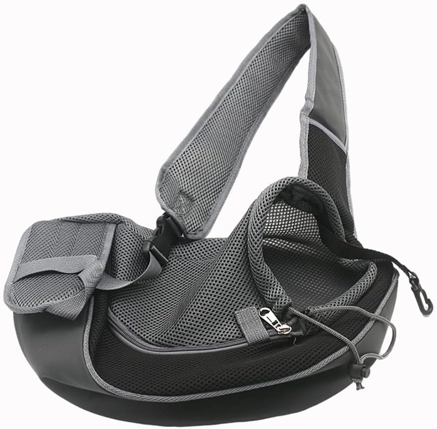 Cat Backpack Pet Dog Sling Carrier, Breathable Mesh Portable Travel Safe Pet Sling Shoulder Bag Carrier with Adjustable Non-Slip Shoulder Strap for Small Dogs Cats Puppy (Small, Black)