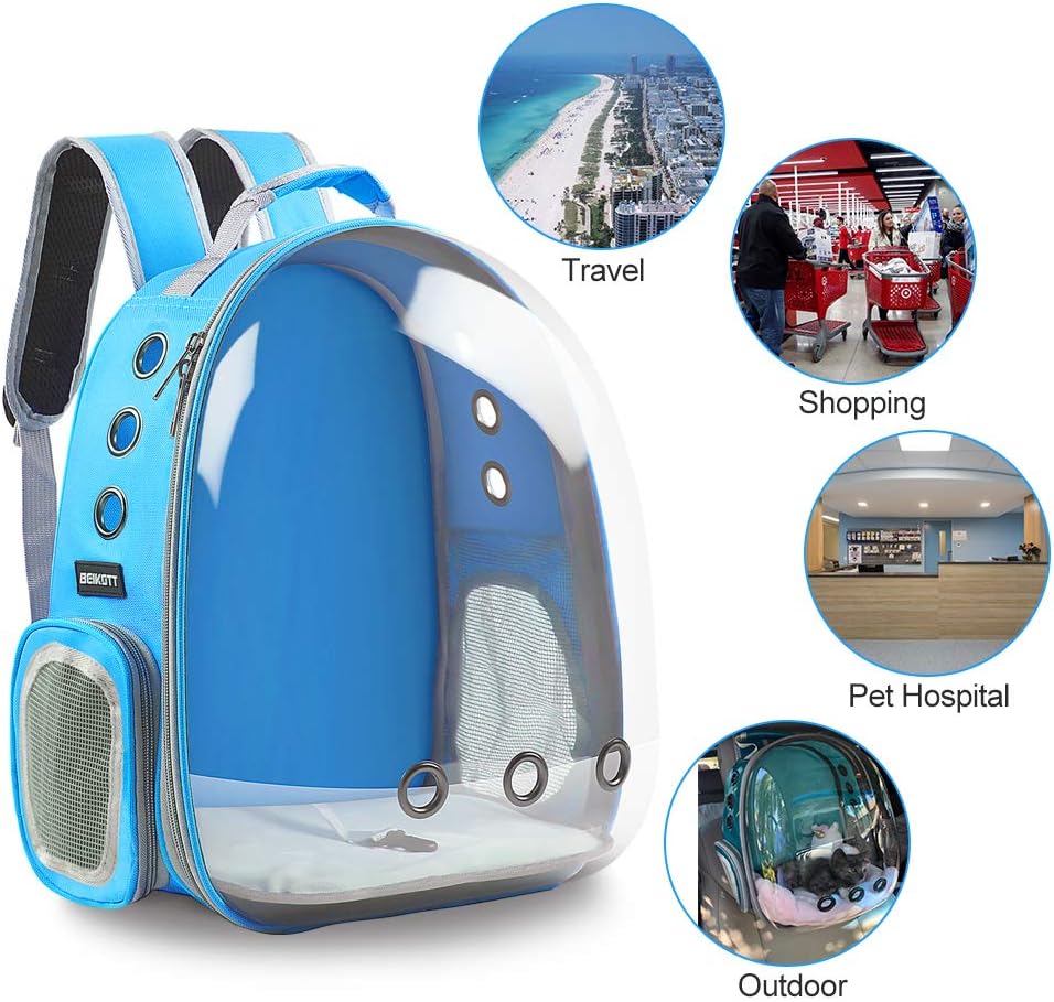Cat Backpack Carriers Bag, Dog Backpack, Pet Bubble Backpack for Small Cats Puppies Dogs Bunny, Airline-Approved Ventilate Transparent Capsule Backpack for Travel, Hiking and Outdoor Use
