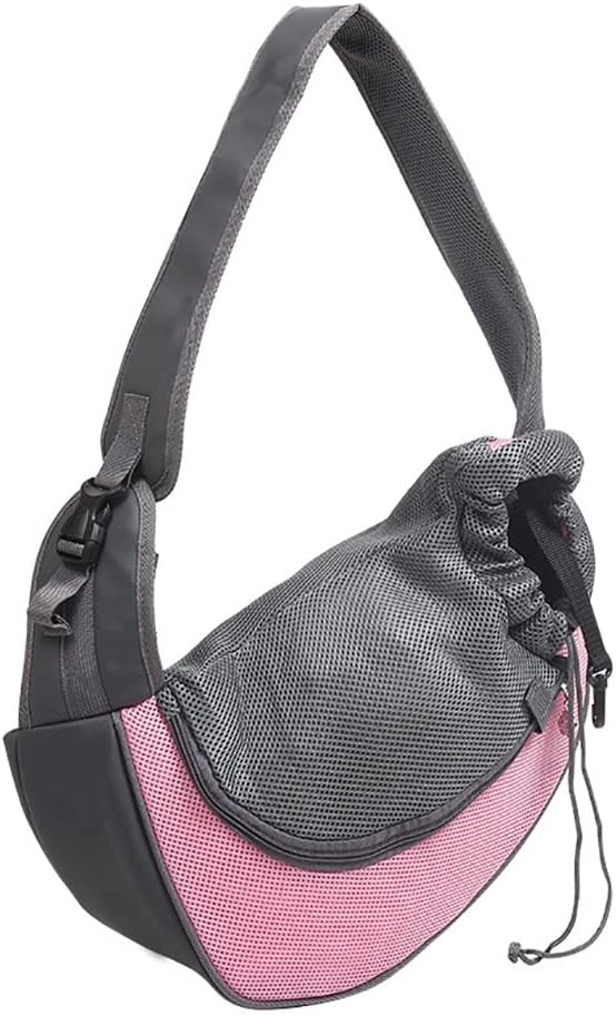 Cat Backpack Pet Dog Sling Carrier, Breathable Mesh Portable Travel Safe Pet Sling Shoulder Bag Carrier with Adjustable Non-Slip Shoulder Strap for Small Dogs Cats Puppy (Small, Black)