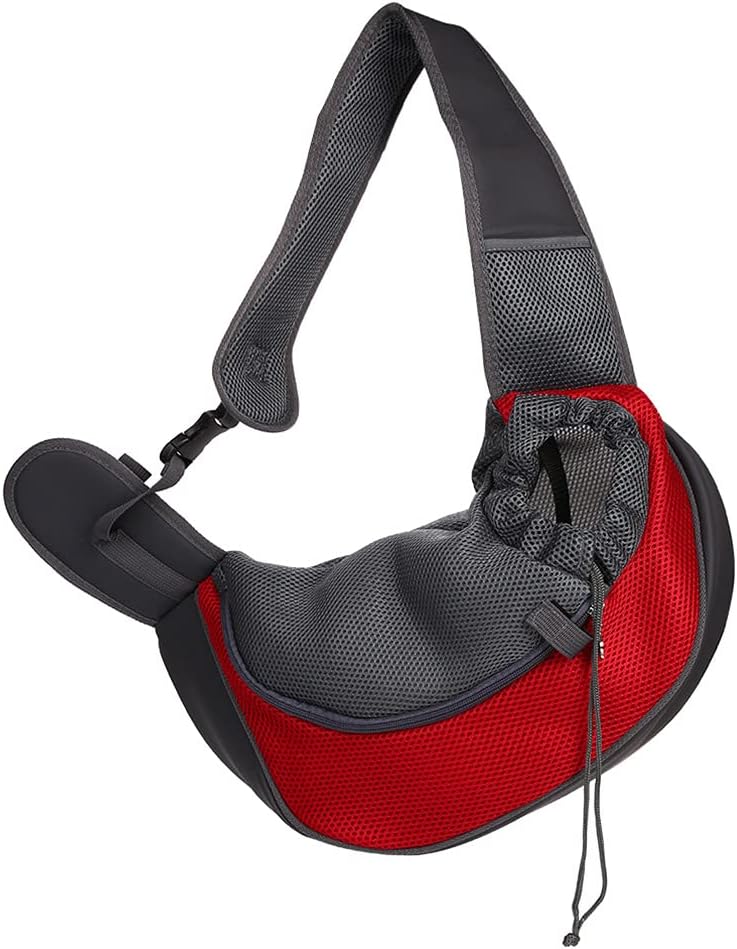 Cat Backpack Pet Dog Sling Carrier, Breathable Mesh Portable Travel Safe Pet Sling Shoulder Bag Carrier with Adjustable Non-Slip Shoulder Strap for Small Dogs Cats Puppy (Small, Black)