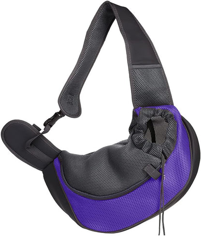 Cat Backpack Pet Dog Sling Carrier, Breathable Mesh Portable Travel Safe Pet Sling Shoulder Bag Carrier with Adjustable Non-Slip Shoulder Strap for Small Dogs Cats Puppy (Small, Black)
