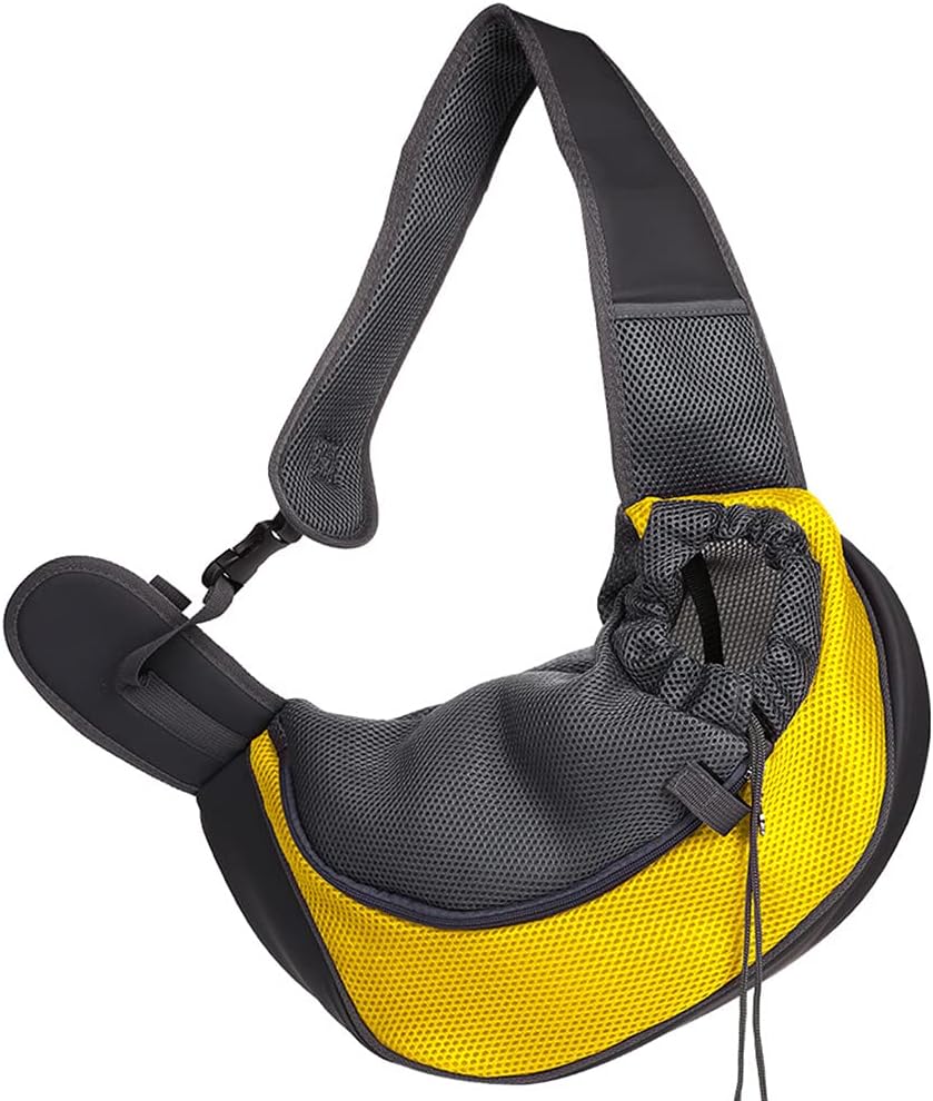 Cat Backpack Pet Dog Sling Carrier, Breathable Mesh Portable Travel Safe Pet Sling Shoulder Bag Carrier with Adjustable Non-Slip Shoulder Strap for Small Dogs Cats Puppy (Small, Black)