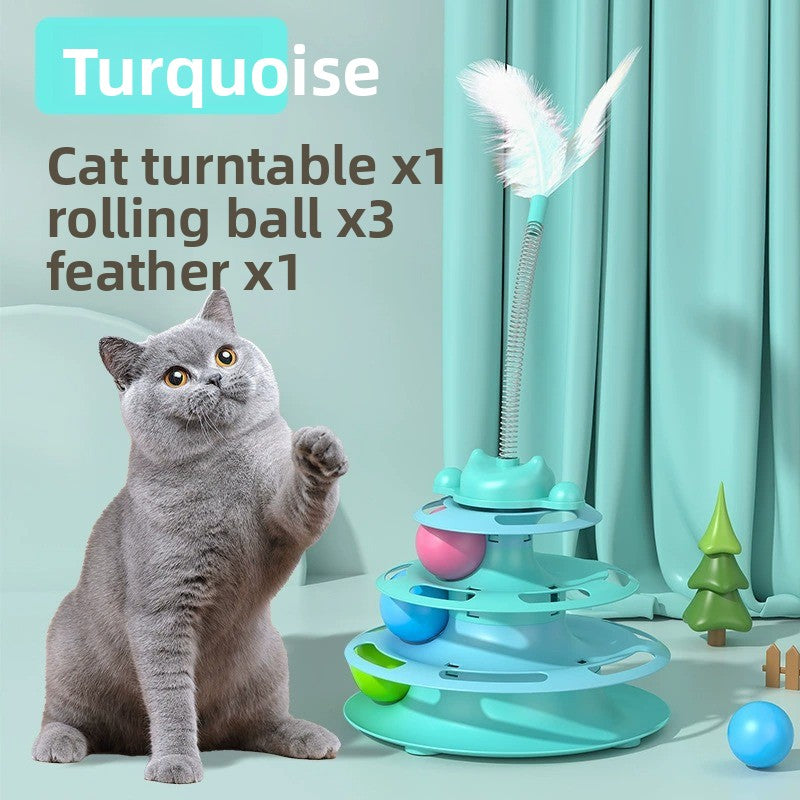 Interactive Cat Toy with Rotating Wheel Safe for Paws Fun Teaser Wand Pet Boredom Buster Self Play Game