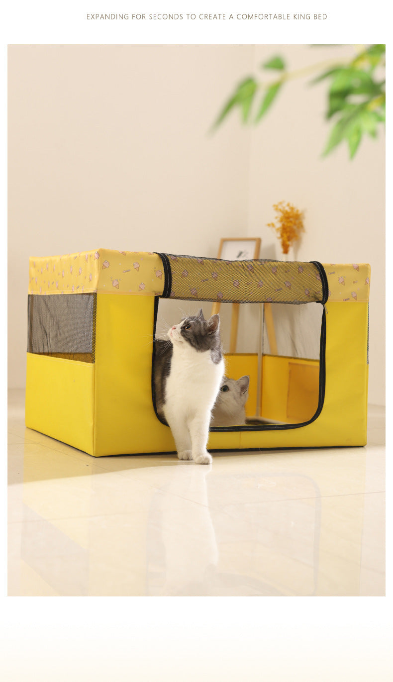New All in One Foldable Cat Maternity Bed Nest with Fence Tent for Pregnant Cats Pet Supplies