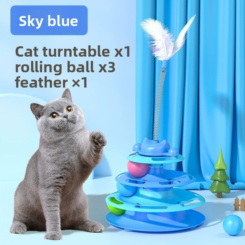 Interactive Cat Toy with Rotating Wheel Safe for Paws Fun Teaser Wand Pet Boredom Buster Self Play Game