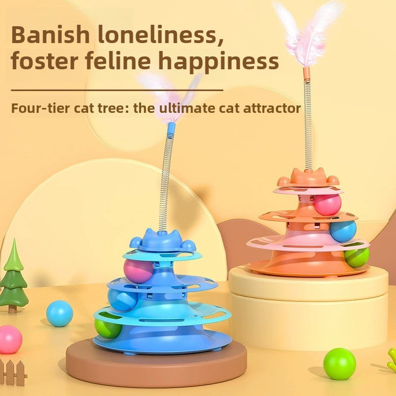 Interactive Cat Toy with Rotating Wheel Safe for Paws Fun Teaser Wand Pet Boredom Buster Self Play Game