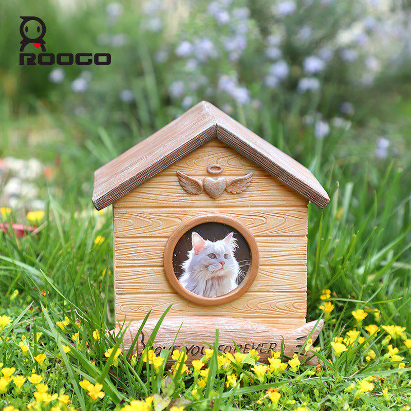 Pet Memorial Urn for Dogs Cats Resin Keepsake Box with Photo Frame Pet Cremation Ash Holder