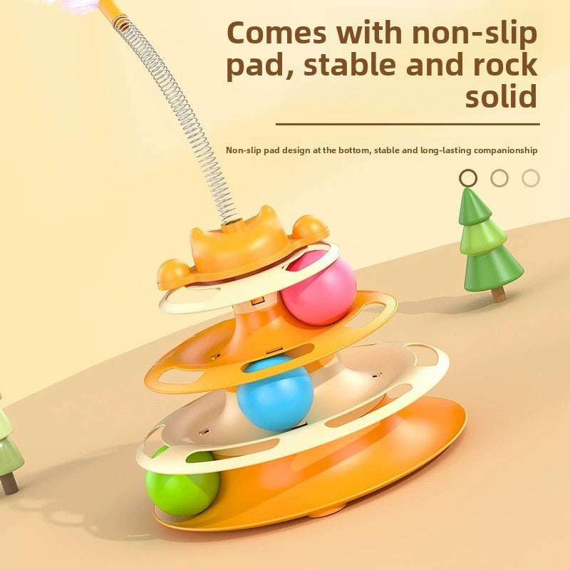 Interactive Cat Toy with Rotating Wheel Safe for Paws Fun Teaser Wand Pet Boredom Buster Self Play Game