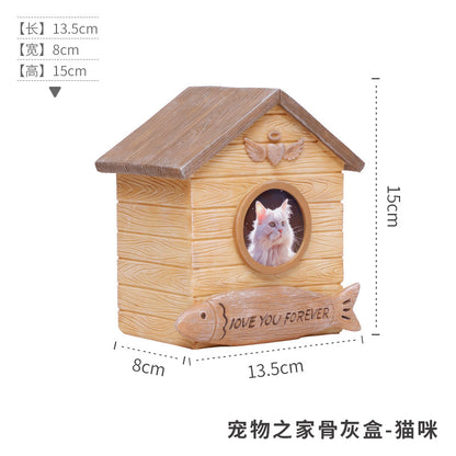 Pet Memorial Urn for Dogs Cats Resin Keepsake Box with Photo Frame Pet Cremation Ash Holder