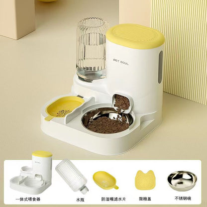 Automatic Cat Feeder and Water Fountain Combo for Pets Smart Dog Food Dispenser with Bowl
