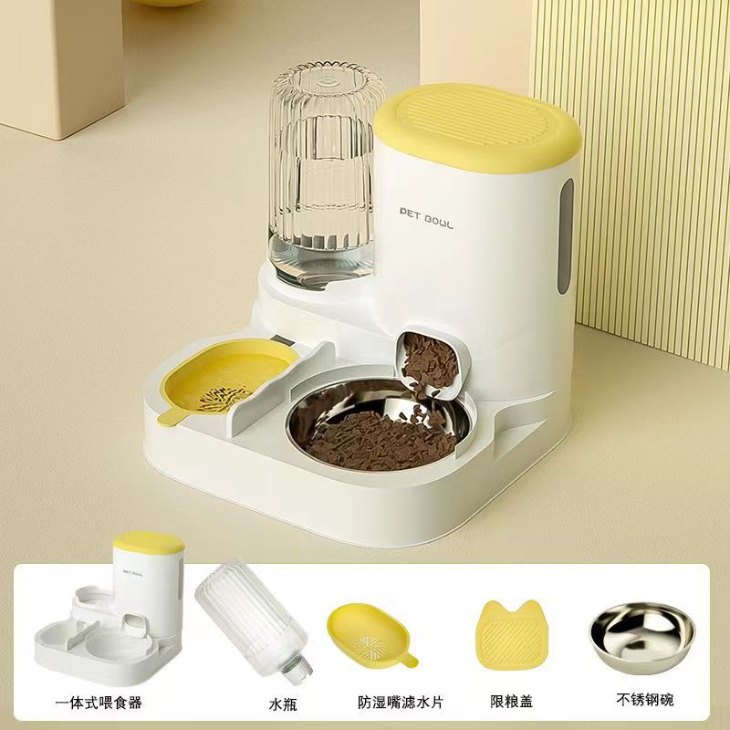 Automatic Cat Feeder and Water Fountain Combo for Pets Smart Dog Food Dispenser with Bowl