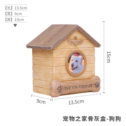 Pet Memorial Urn for Dogs Cats Resin Keepsake Box with Photo Frame Pet Cremation Ash Holder