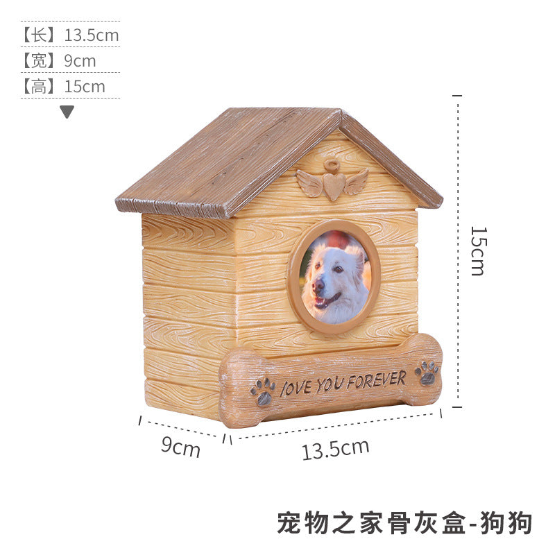 Pet Memorial Urn for Dogs Cats Resin Keepsake Box with Photo Frame Pet Cremation Ash Holder