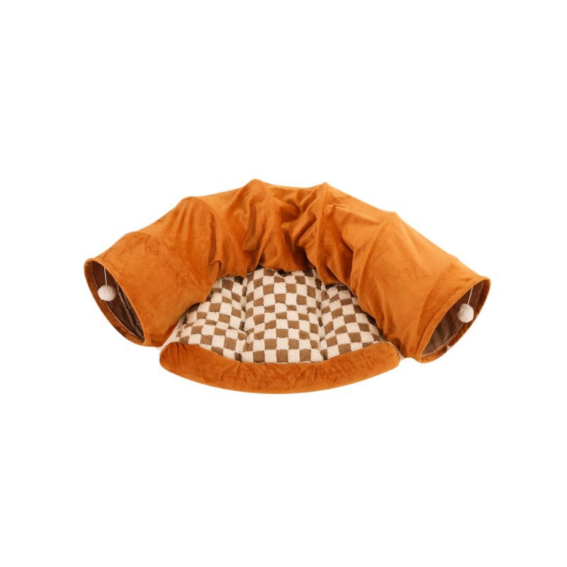 Washable Pet Bed Cat Tunnel with Toys Breathable for All Seasons Cat House and Play Tunnel