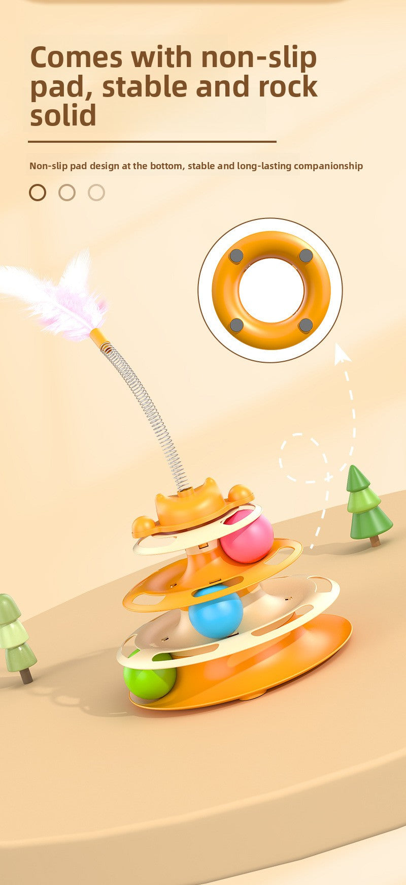 Interactive Cat Toy with Rotating Wheel Safe for Paws Fun Teaser Wand Pet Boredom Buster Self Play Game