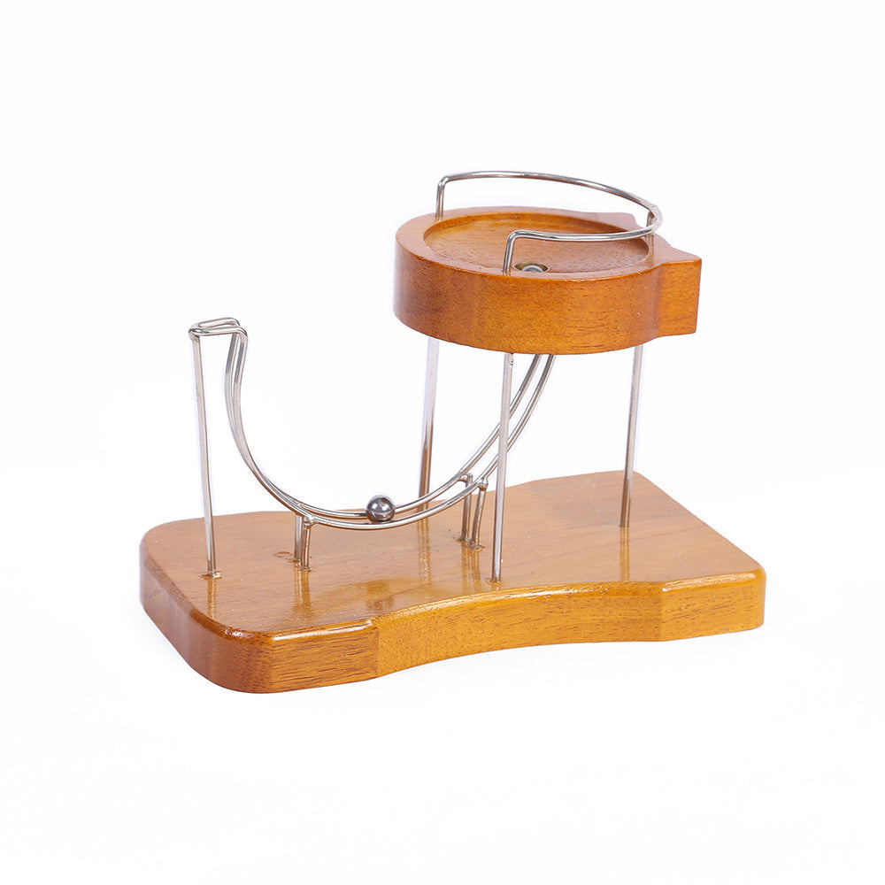 Perpetual Motion Steel Ball Kinetic Art Wooden Sculpture Pet Toy for Cats and Dogs