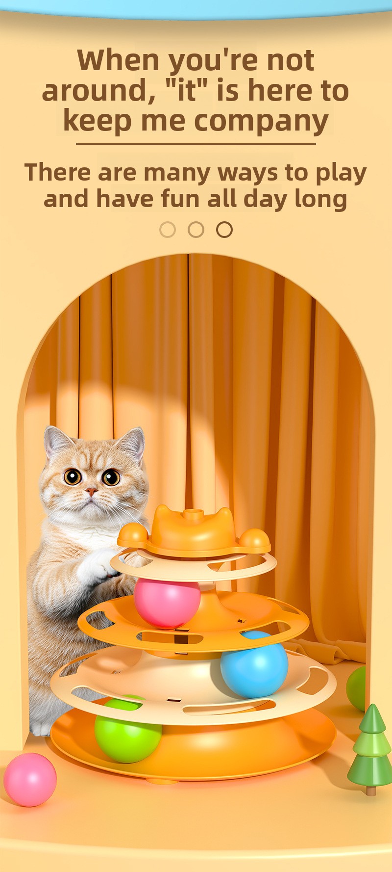 Interactive Cat Toy with Rotating Wheel Safe for Paws Fun Teaser Wand Pet Boredom Buster Self Play Game