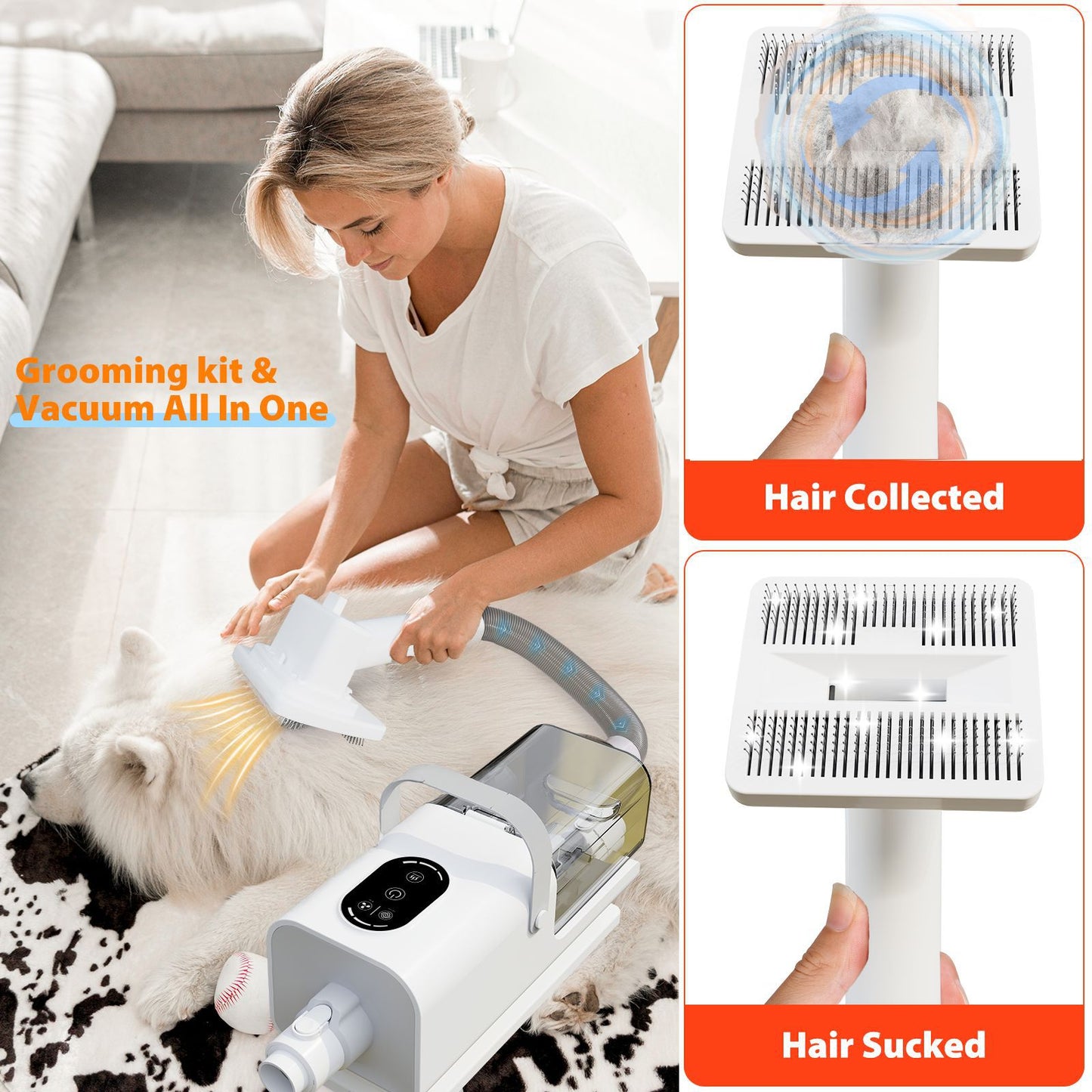 Dog Grooming Vacuum Cleaner Kit 11000PA High Power Pet Hair Remover for Shedding