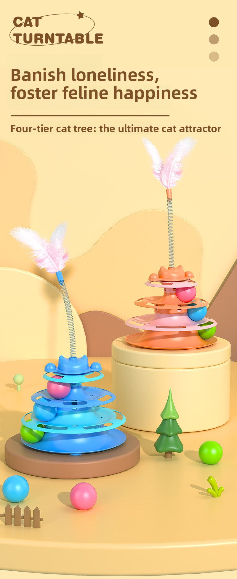 Interactive Cat Toy with Rotating Wheel Safe for Paws Fun Teaser Wand Pet Boredom Buster Self Play Game