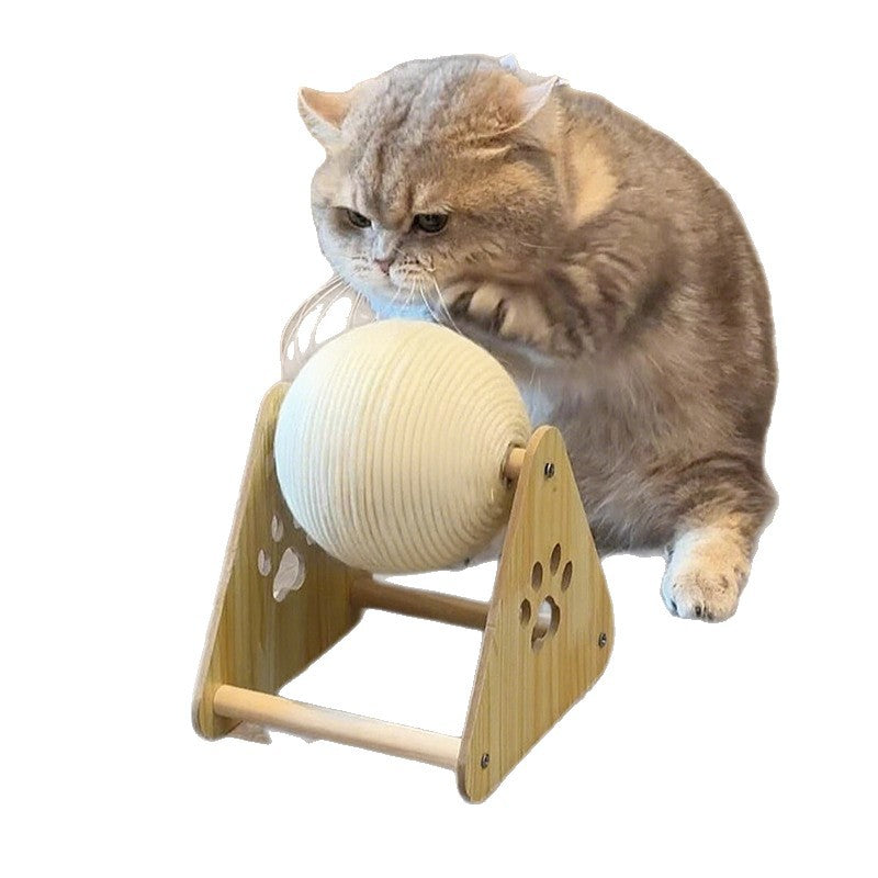 All in One Cat Toy Sisal Ball Scratching Post and Climbing Tower 3D Interactive Play Center for Feline Fun