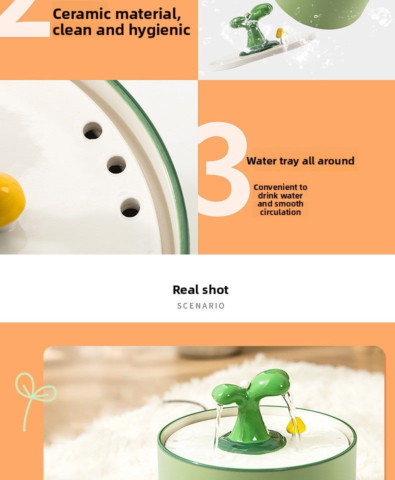 Smart Ceramic Water Dispenser for Cats and Dogs Automatic Pet Fountain with Circulating Fresh Water