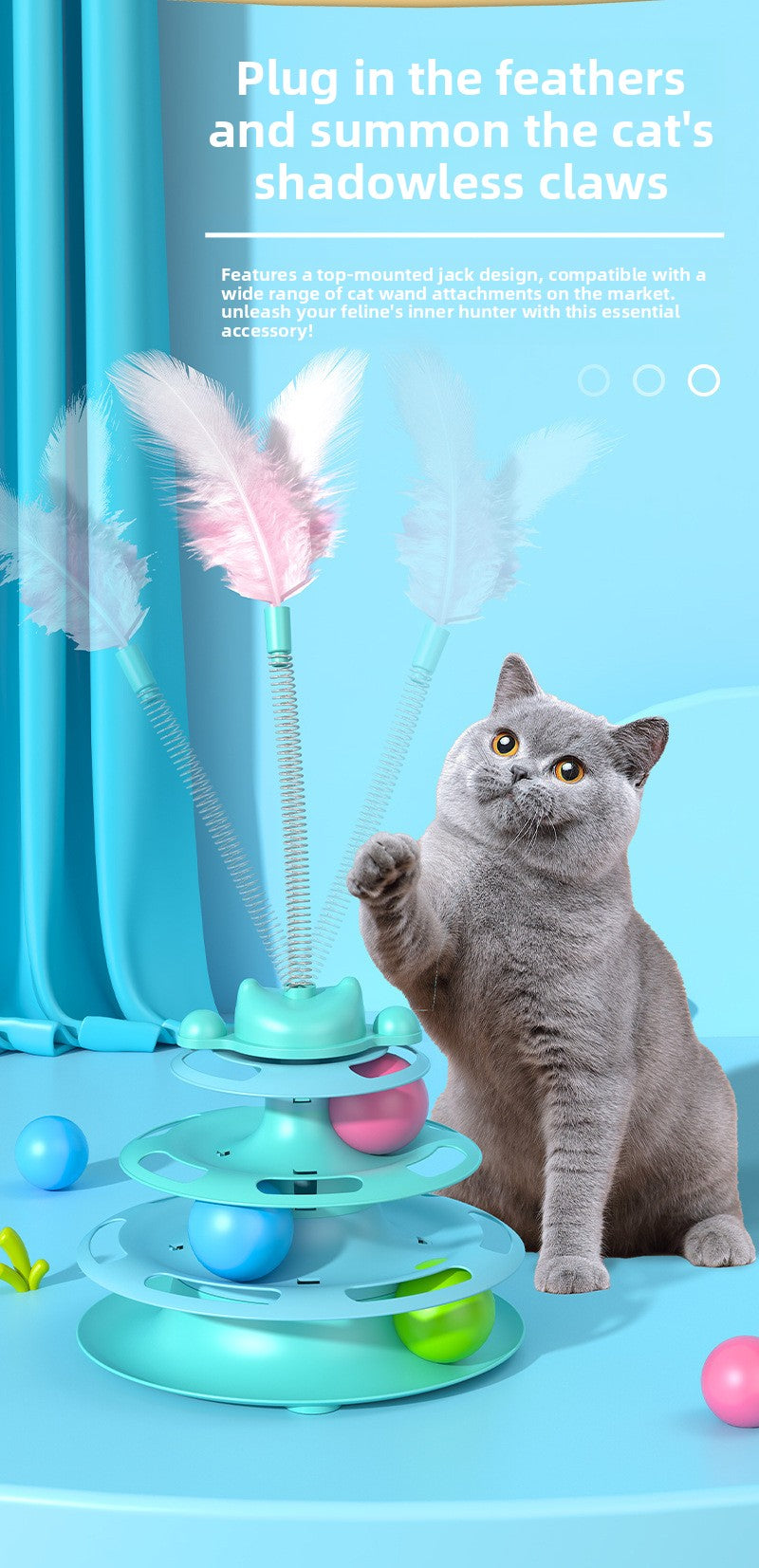 Interactive Cat Toy with Rotating Wheel Safe for Paws Fun Teaser Wand Pet Boredom Buster Self Play Game