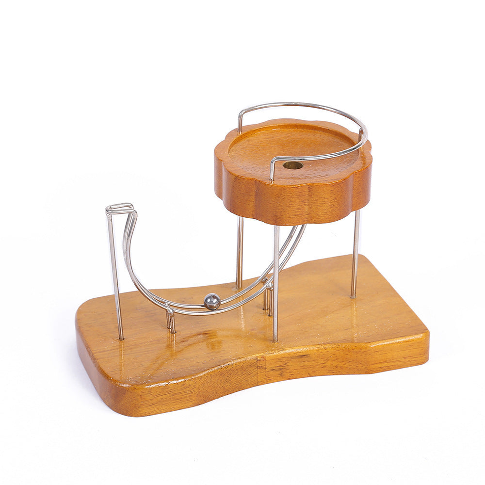 Perpetual Motion Steel Ball Kinetic Art Wooden Sculpture Pet Toy for Cats and Dogs