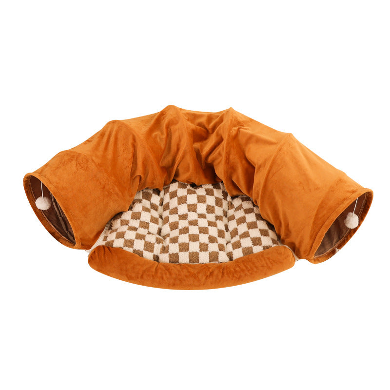 Washable Pet Bed Cat Tunnel with Toys Breathable for All Seasons Cat House and Play Tunnel