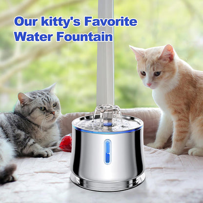 2025 New Smart Silent Pet Water Fountain Stainless Steel Cat Dog Automatic Drinking Dispenser with Circulating Flow
