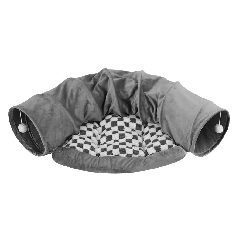 Washable Pet Bed Cat Tunnel with Toys Breathable for All Seasons Cat House and Play Tunnel