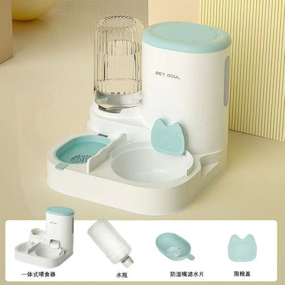Automatic Cat Feeder and Water Fountain Combo for Pets Smart Dog Food Dispenser with Bowl