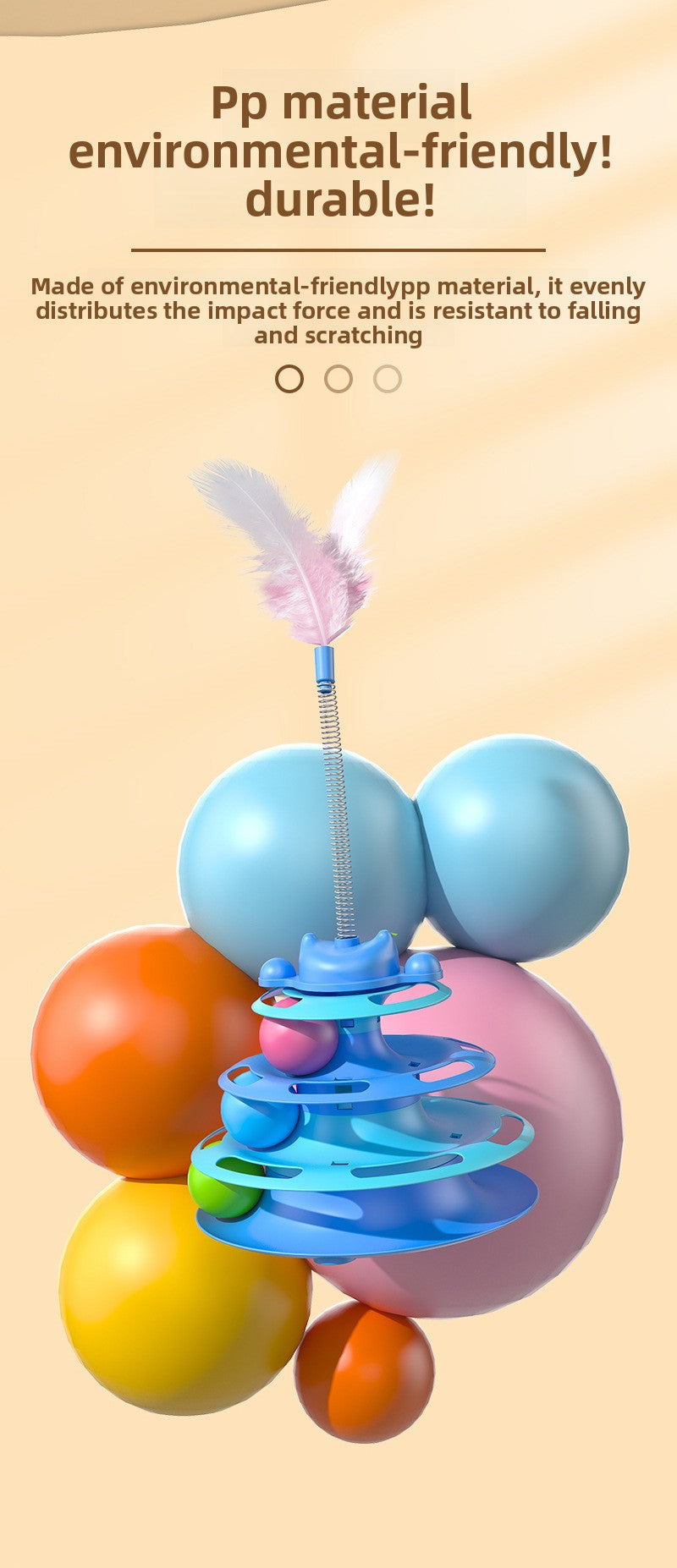 Interactive Cat Toy with Rotating Wheel Safe for Paws Fun Teaser Wand Pet Boredom Buster Self Play Game