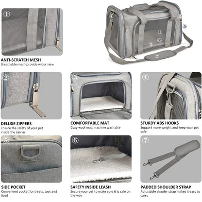 Portable Dog Cat Carrier Bag Soft Side Backpack Pet Carriers Dog Travel Bags Airline Approved Transport  Outgoing Pets Handbag Cat Backpack