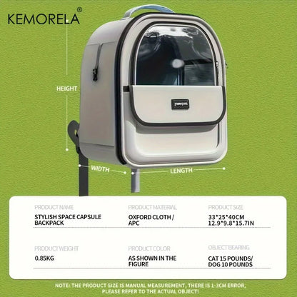 Pet Backpack for Cats And Dogs Large Outdoor Transparent Capsule Breathable Carrying Bag Pet Supplies Cat Backpack