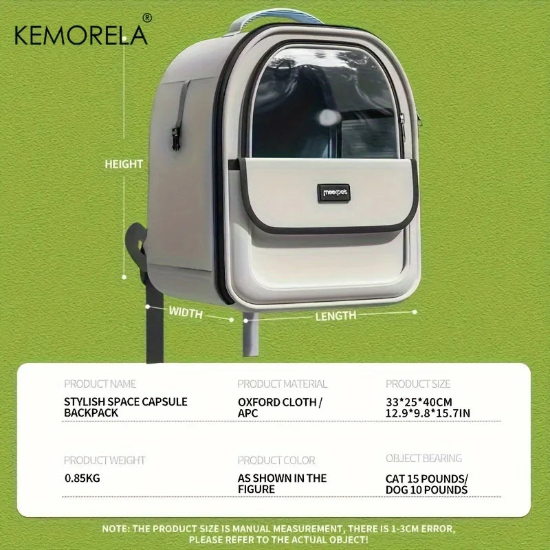 Pet Backpack for Cats And Dogs Large Outdoor Transparent Capsule Breathable Carrying Bag Pet Supplies Cat Backpack