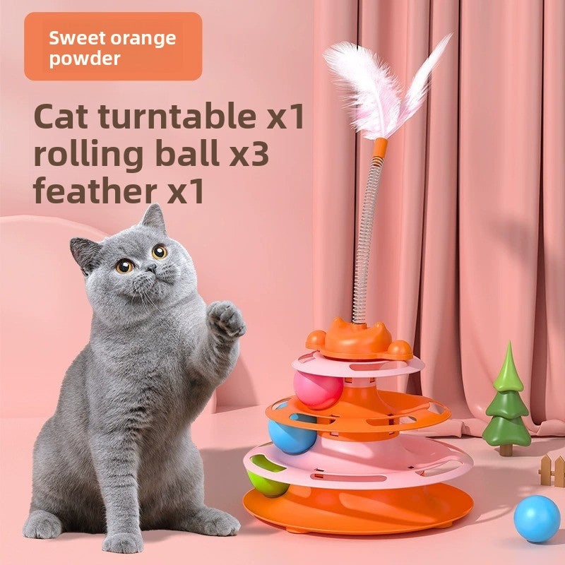 Interactive Cat Toy with Rotating Wheel Safe for Paws Fun Teaser Wand Pet Boredom Buster Self Play Game