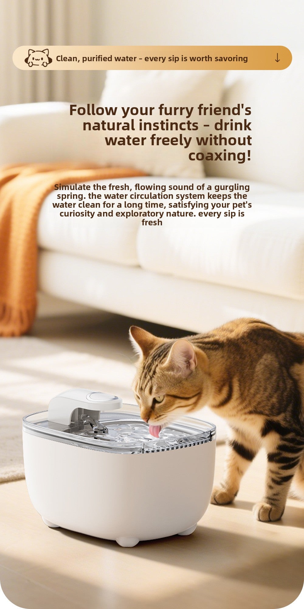 Automatic Water Dispenser for Cats Smart Pet Fountain with Filtration System Flowing Fresh Water