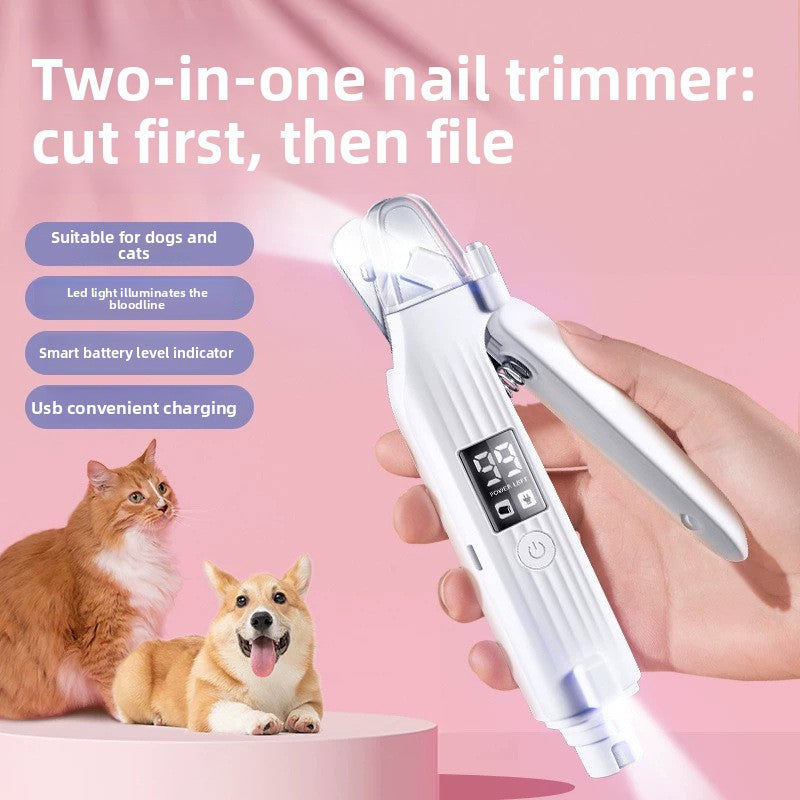 Pet grooming USB Rechargeable Electric Nail Grinder for Cats Dogs 2 in 1 Pet Nail Clipper and Trimmer