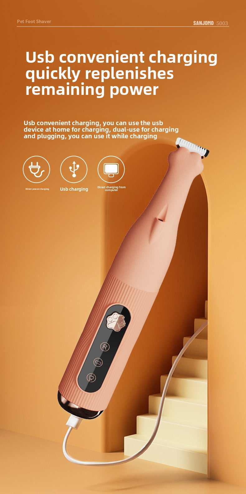 Pet grooming Professional Electric Dog Grooming Clipper Cat Hair Trimmer Low Noise Rechargeable Pet Shaver for Dogs Cats