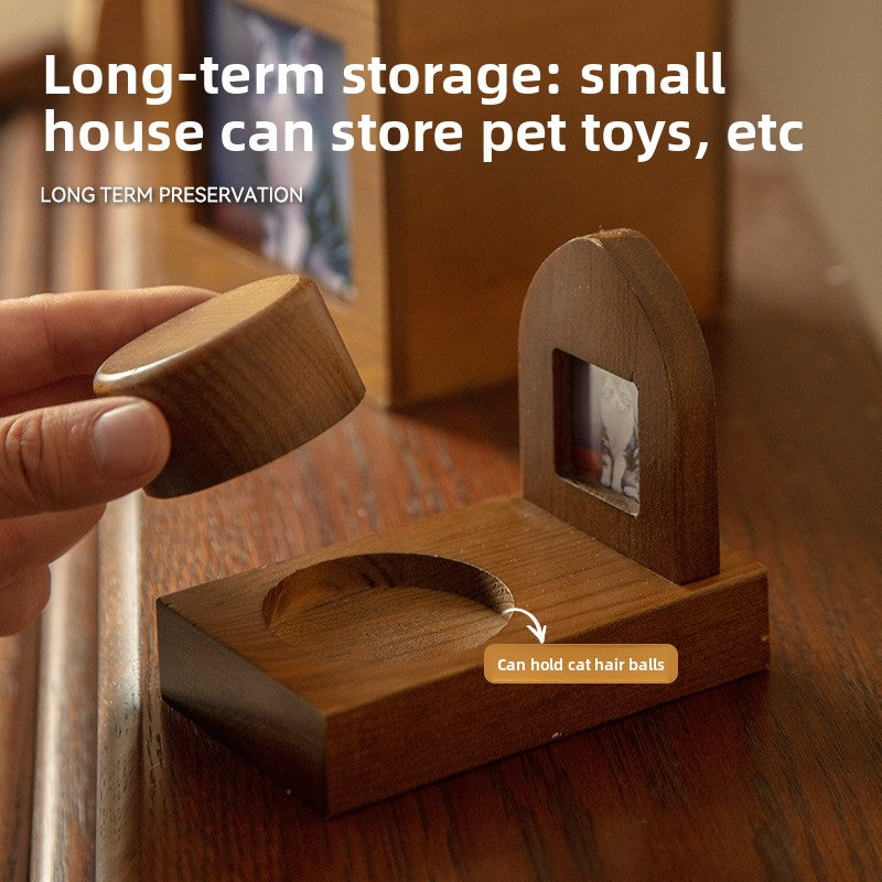 Natural Wood Pet Urn with Photo Frame Cremation Memorial for Cats Dogs Pet Funeral Supplies