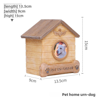 Pet Memorial Urn for Dogs Cats Resin Keepsake Box with Photo Frame Pet Cremation Ash Holder